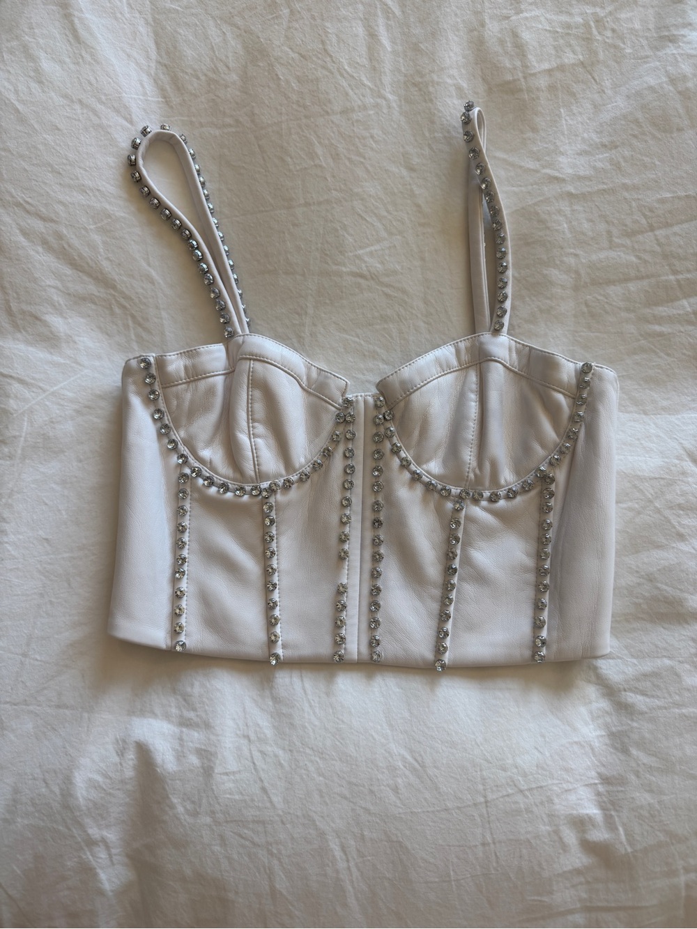 Alice & Olivia Leather Studded Bustier Top